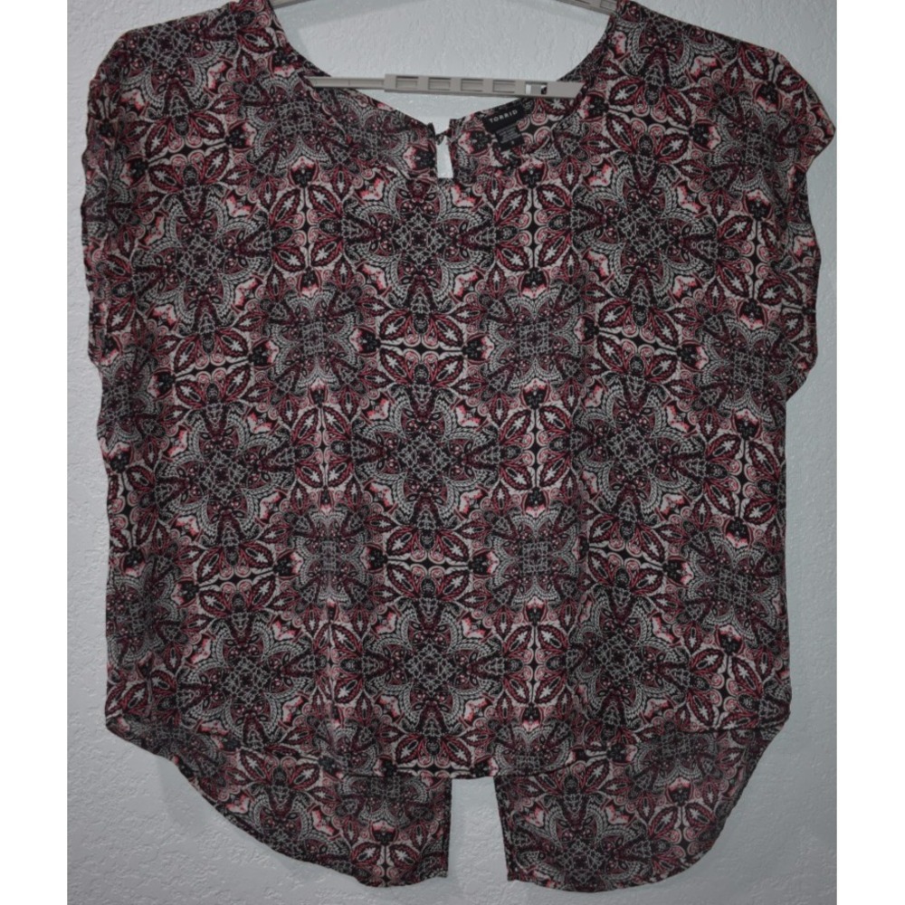 Torrid 3X Blouse Chiffon Sheer Spliit Button Back Top High Low Hem Sleeveless‎